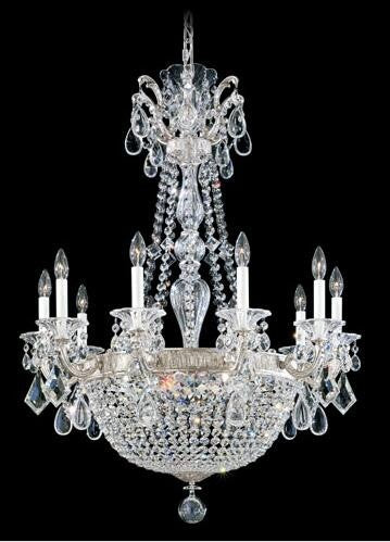 Silver 15-Light Clear Heritage Handcut Crystal Chandelier, 30W x 40.5H x 30D