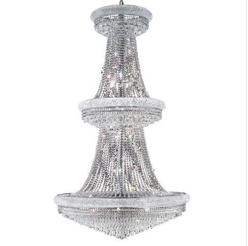 Chrome Thirty-Eight Light 42-Inch Three-Tier Chandelier with Royal Cut Clear Crystal