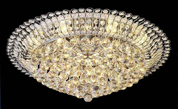 flush mount crystal ceiling light with 25% full lead crystals in chrome