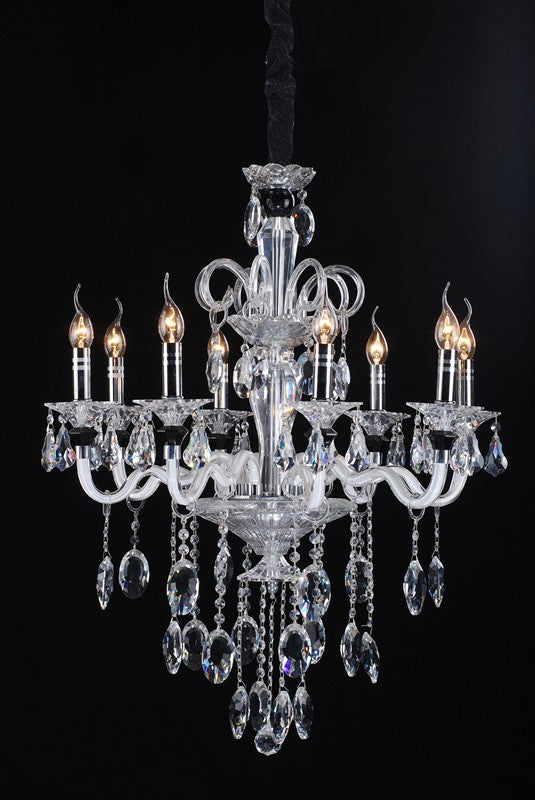 Polished chrome 8 light traditional crystal Chandelier