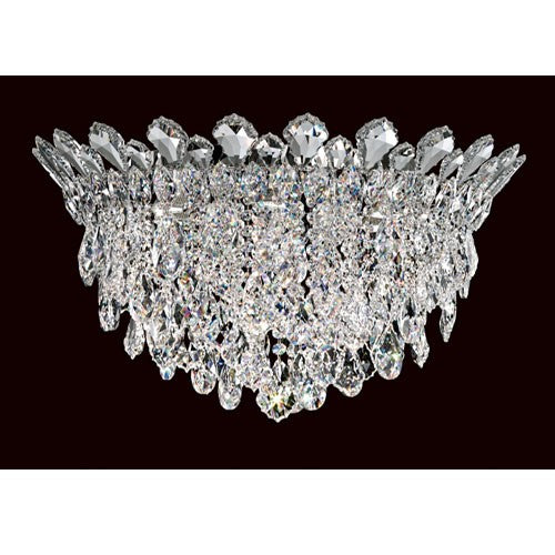 Schonbek Trilliane Strands Stainless Steel Six-Light Round Short Flush Mount with Clear Heritage Crystal