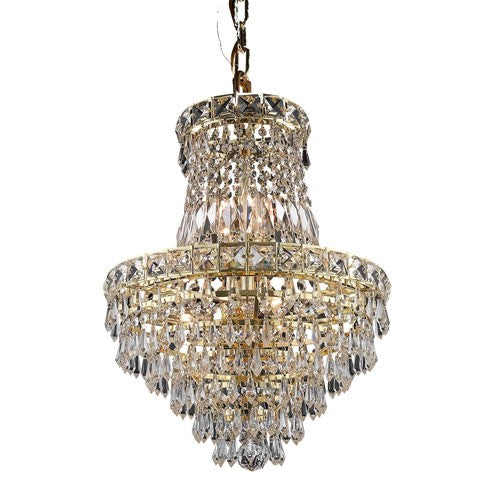 Gold Six-Light 14-Inch Chandelier with Royal Cut Clear Crystal