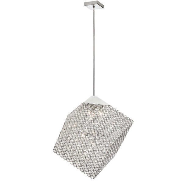 Polished Chrome Seven-Light Square Chandelier