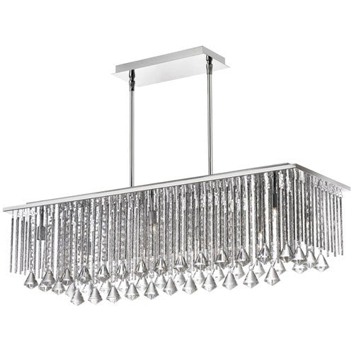 Ten-Light Polished Chrome and Clear Crystal Rectangular Pendant