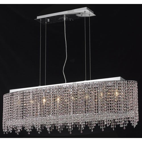 Moda Oval Lace Chrome Eight-Light 46-Inch Island Pendant with Elegant Cut Clear Crystal