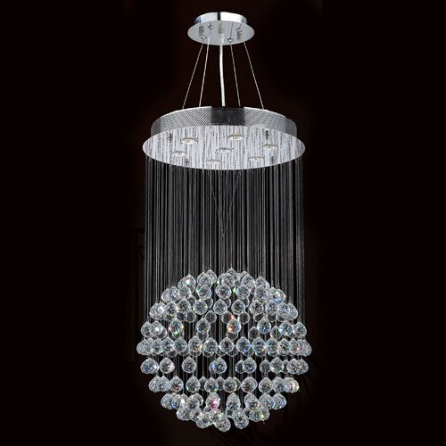 Corp Saturn Seven-Light Chrome Finish with Clear-Crystals Chandelier