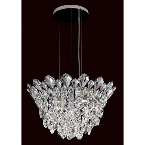 Strands Stainless Steel Four-Light Round Short Pendant with Clear Heritage Crystal