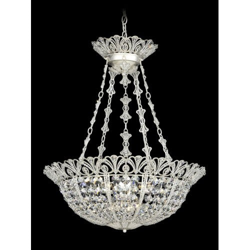 New Antique Silver Nine-Light Clear Spectra Crystal Pendant Light, 24.5W x 29H x 24.5D