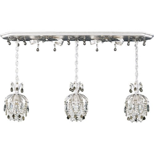 Antique Silver Three-Light Black Diamond Vintage Crystal Pendant Light, 36W x 20H x 36D