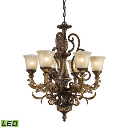 Regency 6-Light LED Chandelier in Burnt Bronze