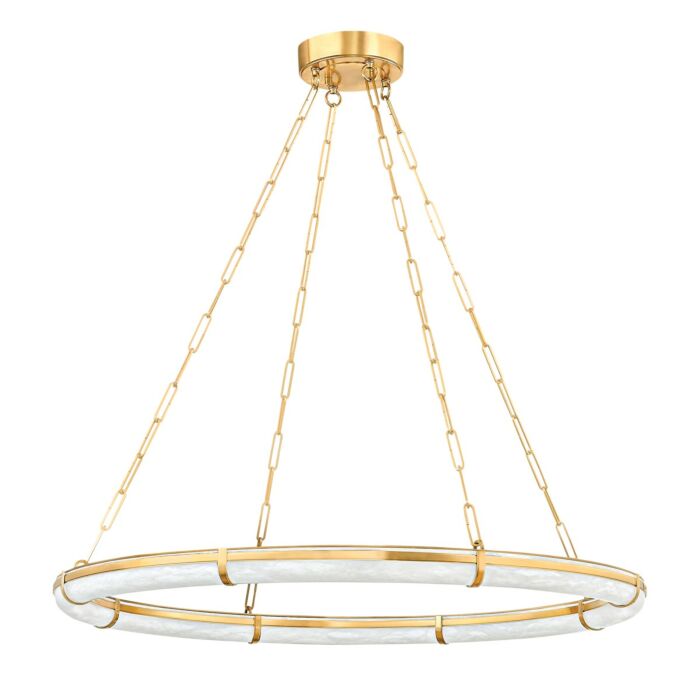 Sennett 1-Light LED Chandelier in Aged Brass