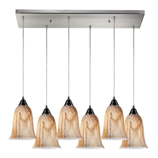 Granite 6-Light Pendant in Satin Nickel