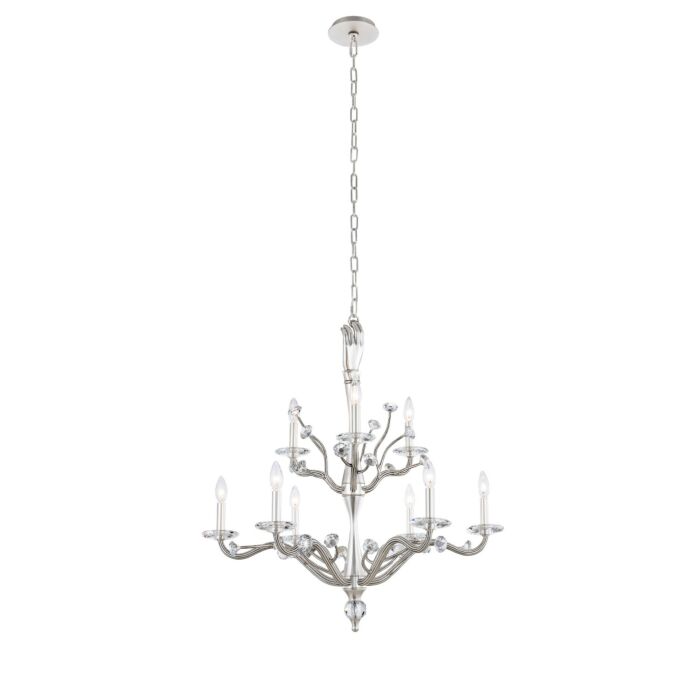 Kalco Venus 9-Light 2 Tier Chandelier in Pewter