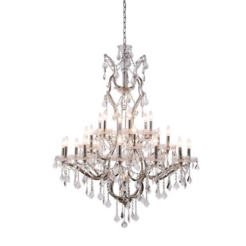 Nickel 25-Light Chandelier with Clear Crystals