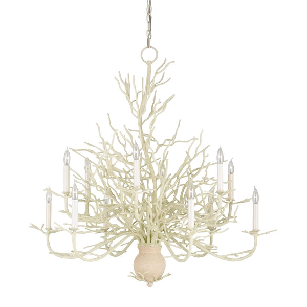 Coral/Natural Sand Twelve-Light Chandelier