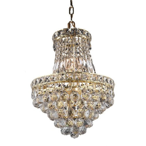 Gold Six-Light Chandelier with Clear Royal Cut Crystals