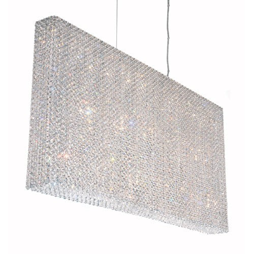 Stainless Steel 23-Light Clear Spectra Crystal Pendant Light, 48.5W x 24.5H x 48.5D