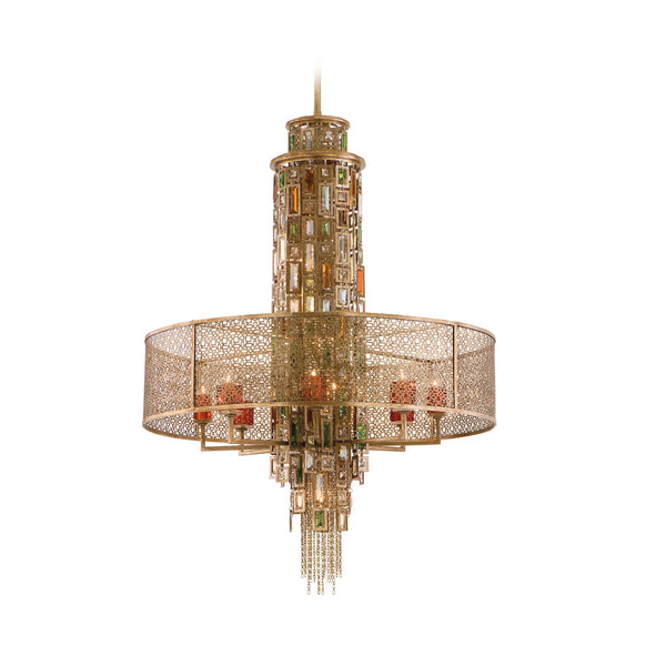 Bronze with Silver Leaf 15-Light Chandelier