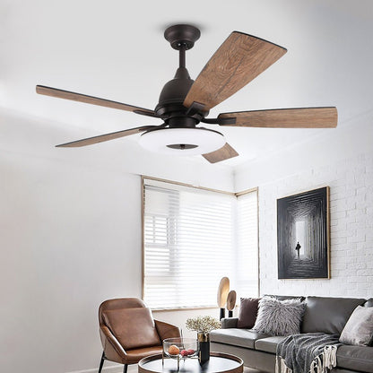 52 Inch Creative Nordic Retro Ceiling Fan Lamp with Light Source Remote Control