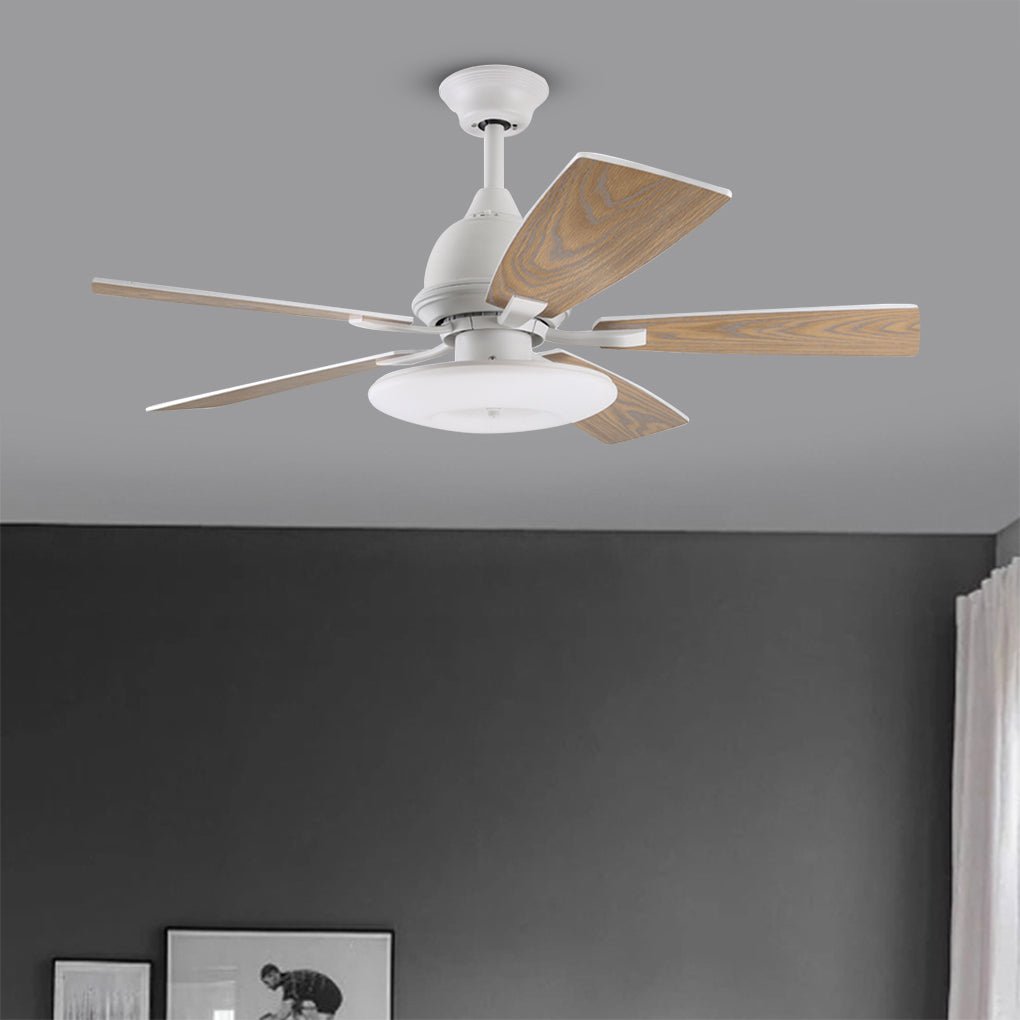 52 Inch Creative Nordic Retro Ceiling Fan Lamp with Light Source Remote Control