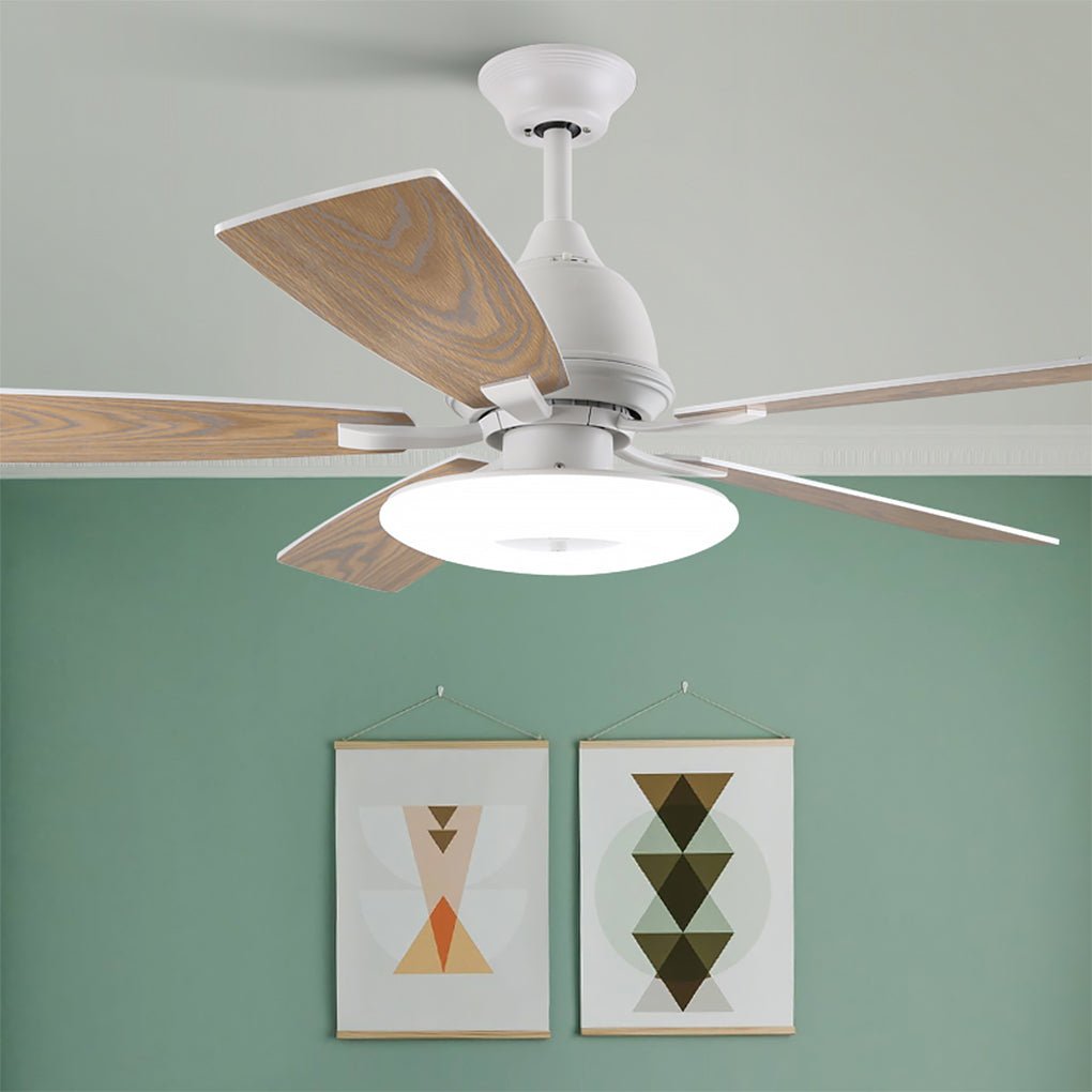 52 Inch Creative Nordic Retro Ceiling Fan Lamp with Light Source Remote Control