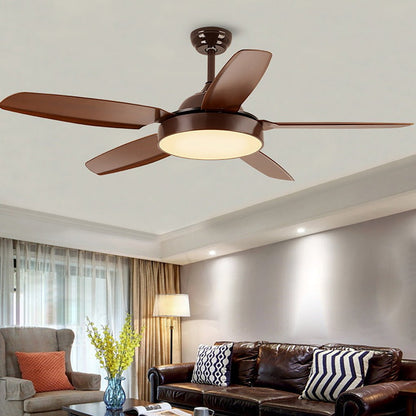 52 Inches Variable Frequency Dimming Remote Control Led Wood Blades Ceiling Fan Light