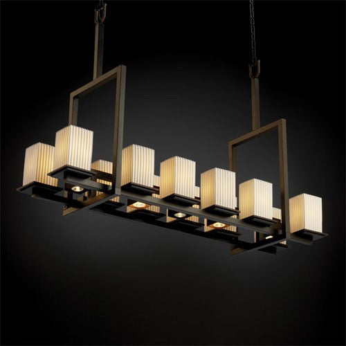 Justice Design Group Limoges Montana 12-Up and Five-Downlight Dark Bronze Tall Bridge Chandelier