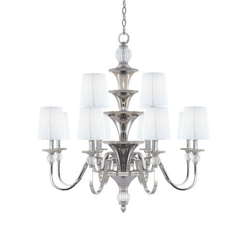 Aise Polished Nickel Two Tier Nine-Light Chandelier