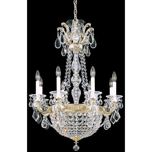 La Scala Heirloom Silver 10-Light Clear Heritage Handcut Crystal Chandelier, 25.5W x 35H x 25.5D