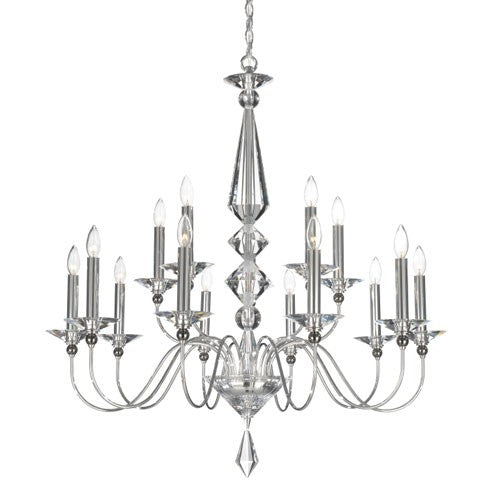 Jasmine Silver 15-Light Clear Optic Handcut Crystal Chandelier, 36W x 37.5H x 36D