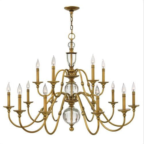 Brass 15-Light Chandelier