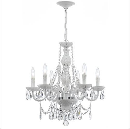 White Six-Light Chandelier with Swarovski Spectra Crystal