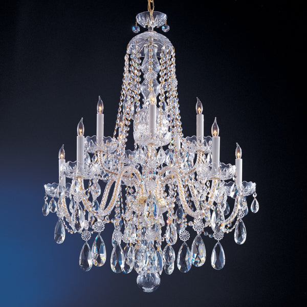 10 Light Traditional Crystal Chandelier, Gold plated