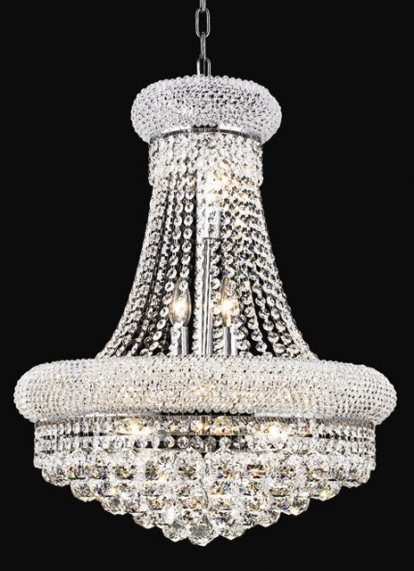 14 Light Crystal chandelier dress with crystal ball in chrome finish