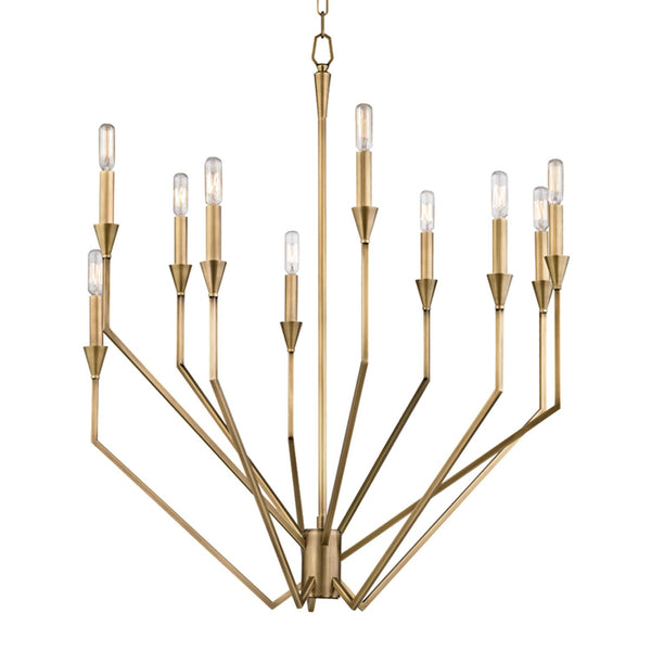 Archie Aged Brass Ten-Light Chandelier