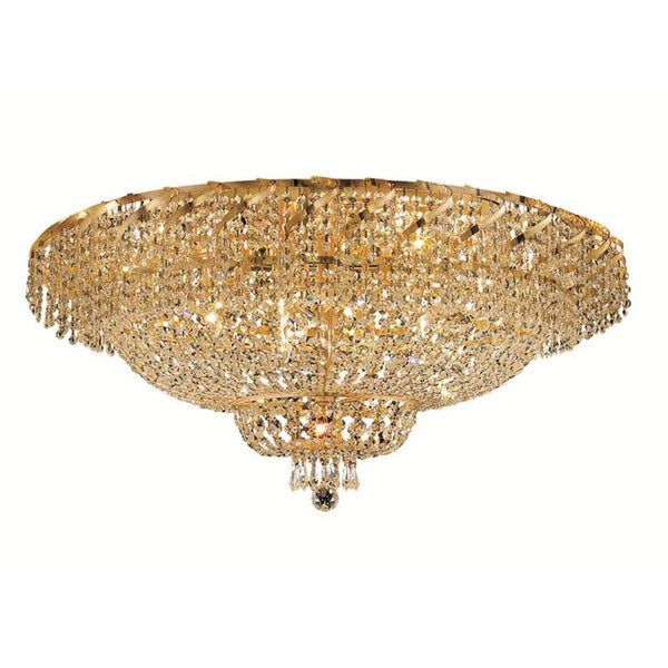 Belenus Gold Twenty-Eight Light 36-Inch Flush Mount with Royal Cut Clear Crystal