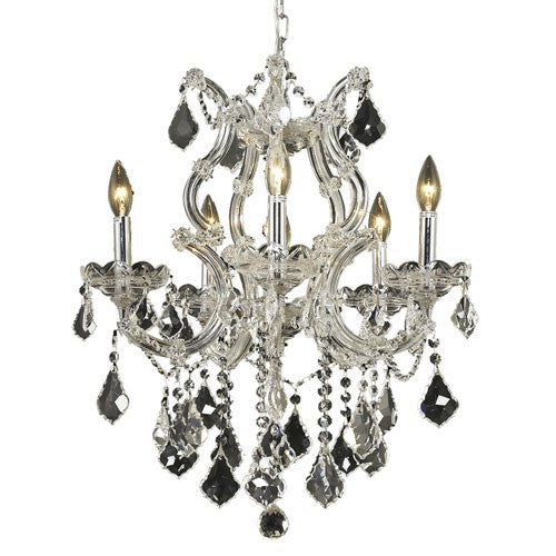 Chrome Six-Light 20-Inch Chandelier with Royal Cut Clear Crystal