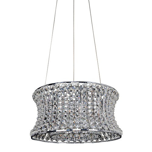 Chrome Six-Light Round Drum Pendant