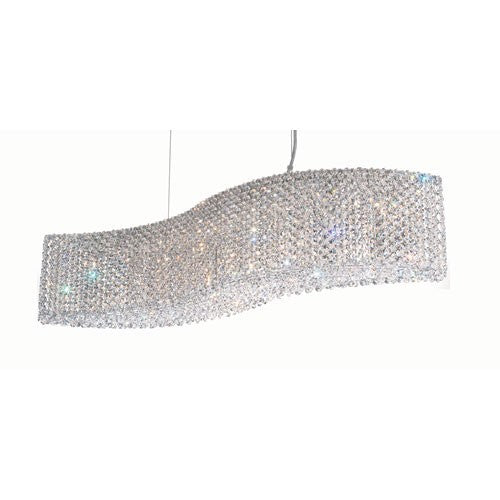 Stainless Steel Eight-Light Pendant w/Swarovski Clear Spectra Crystal, 32W x 8H x 32D