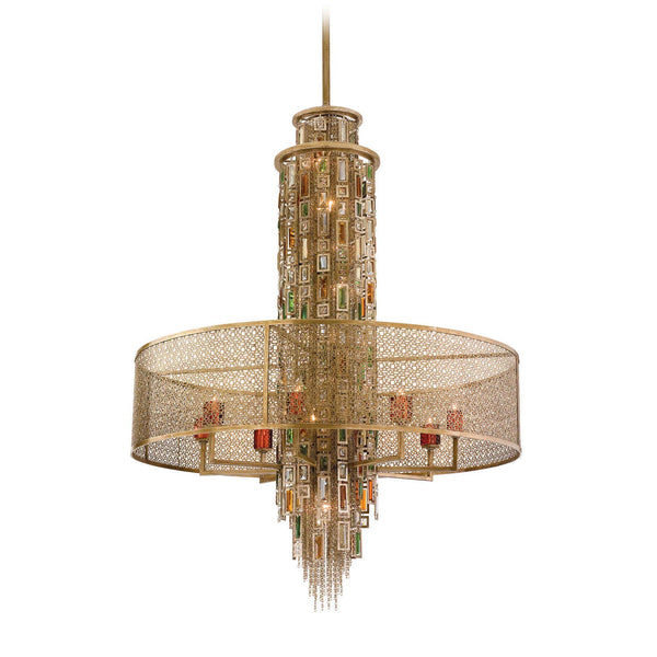 Bronze with Silver Leaf 16-Light Chandelier