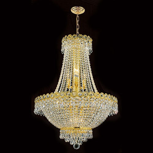 12-Light Gold Finish with Clear-Crystals Chandelie