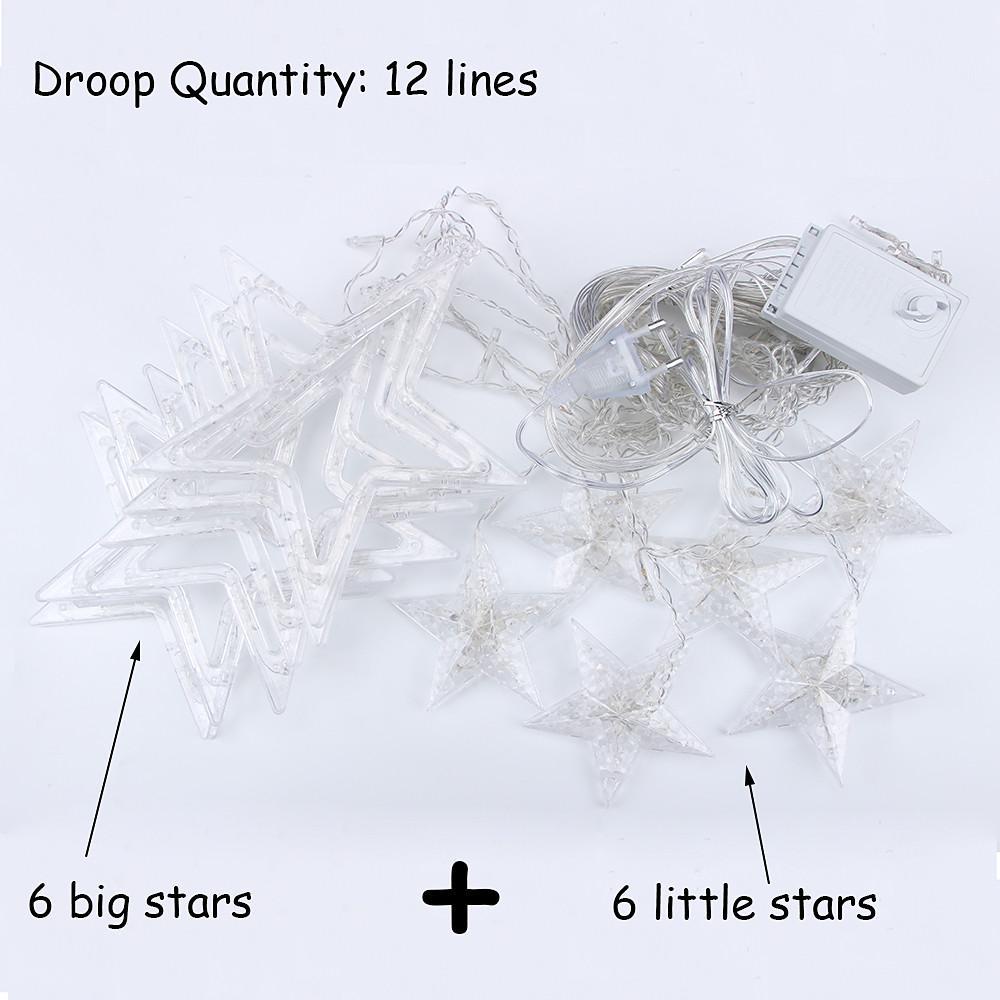 8.2 ft Curtain Hanging String Lights Acrylic Star LED Lighting for Christmas Wedding Fairy Lights 216 Bulbs