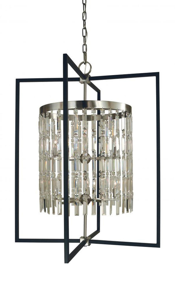 Foyer Chandelier, 10-Light, Brushed Nickel/Matte Black, 32"W (5338 BN/MBLACK A08AP)