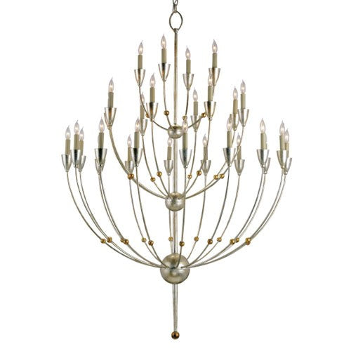 Silver Granello/Gold Leaf Twenty-Eight Light Chandelier