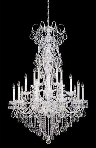 Silver 20-Light Clear Heritage Handcut Crystal Chandelier, 36W x 56H x 36D