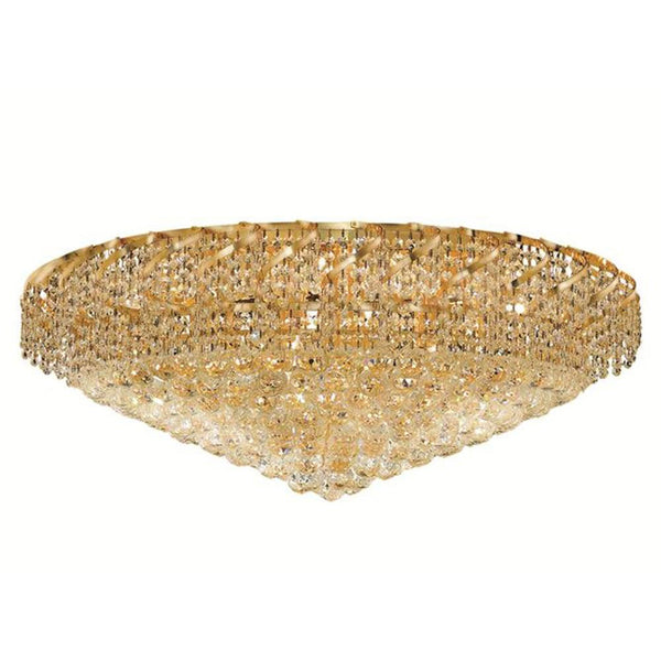 Belenus Gold Twenty-Eight Light 36-Inch Flush Mount with Royal Cut Clear Crystal