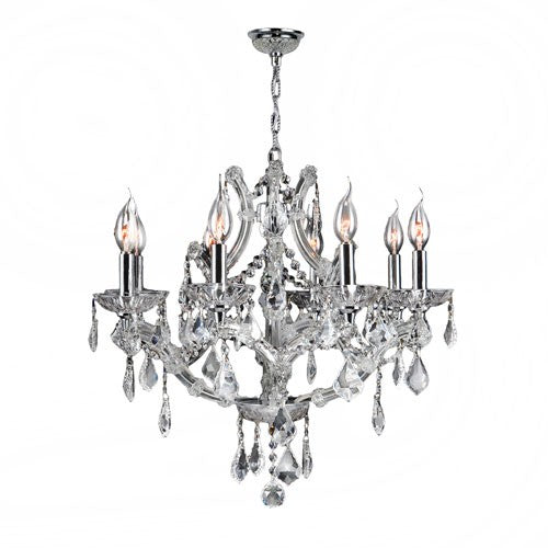 Polished Chrome Eight-Light Chandelier