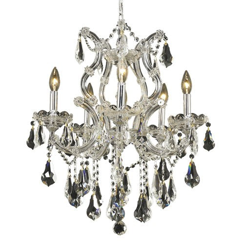 Chrome Six-Light 20-Inch Chandelier with Royal Cut Clear Crystal