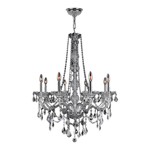 Polished Chrome Eight-Light Chandelier