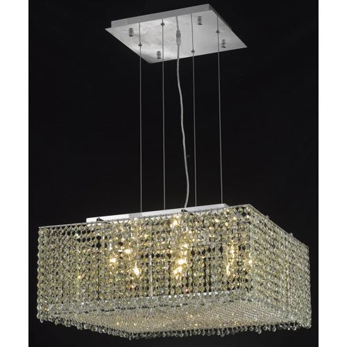 Moda Square Chrome Nine-Light 22-Inch Pendant with Elegant Cut Clear Crystal